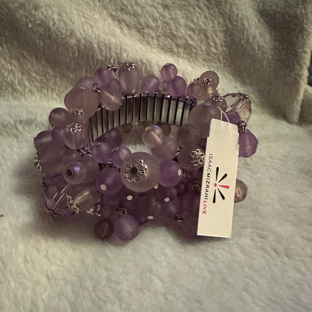 Purple beaded stretch bracelet NWT